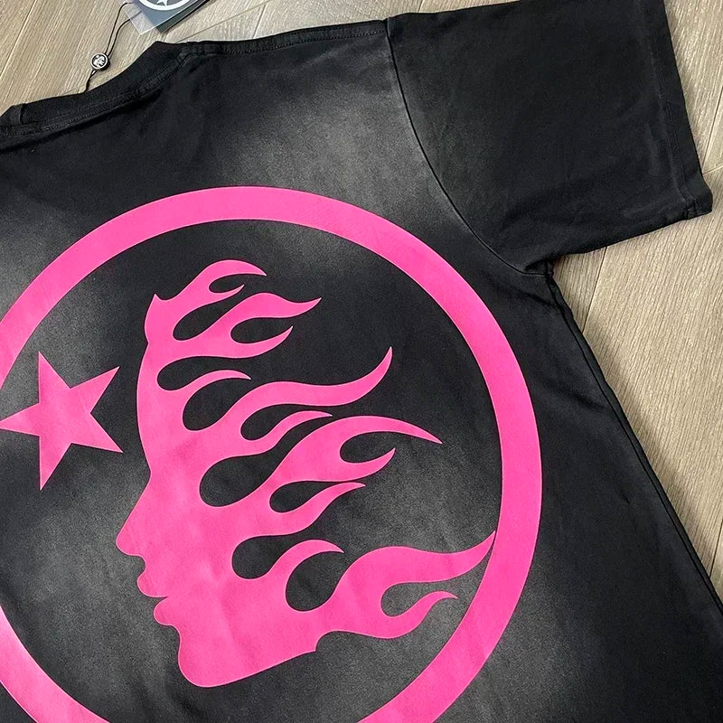 HS Gel Sport Logo Cotton wash short sleeve T-shirt European and American fashion