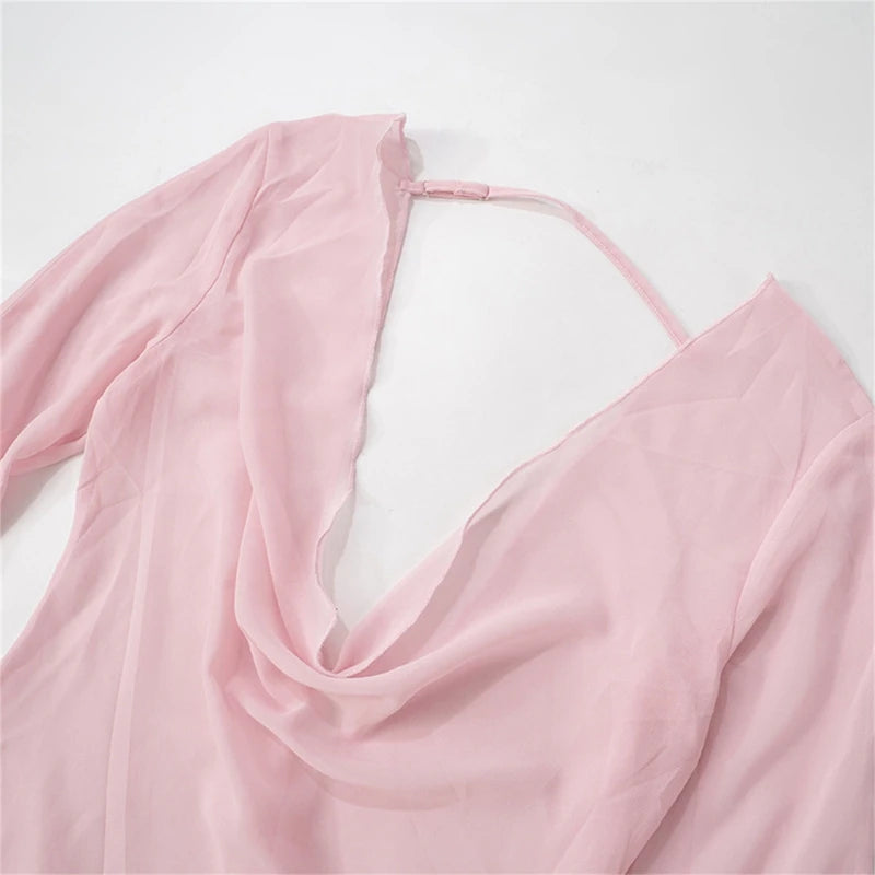 Women Babydoll Lingerie Nightgown Sleepwear Sexy Sheer Mesh Cowl Neck Backless Mini Dress Exotic Nightwear See Through Dress