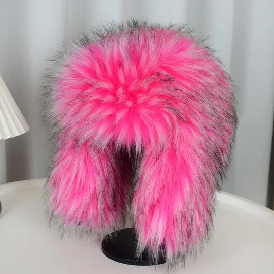 Lei Feng hat winter imitation fox fur thick warm baotou hat outdoor cold-proof ear protection pilot hat cycling hat