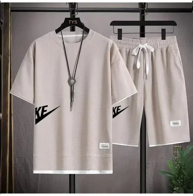 2025 Summer Men's Suit Casual Fashion Sportswear Men's Short-sleeved T-shirt + Sports Shorts Casual Men's Jogging Suit