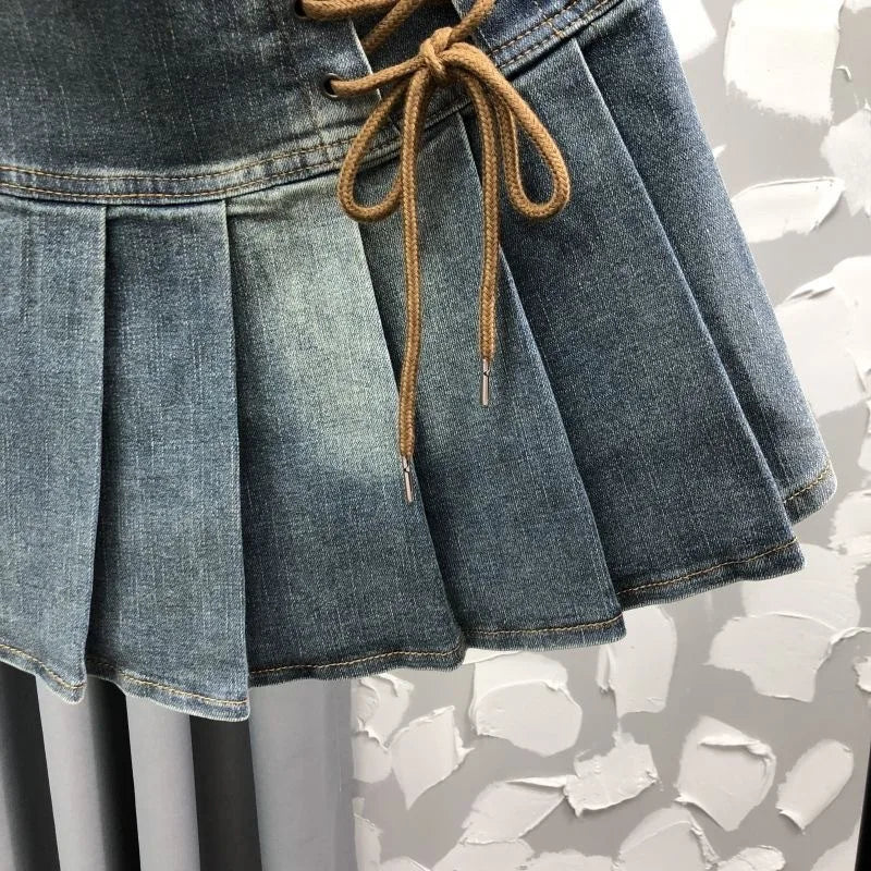 Korean Denim A-Line Mini Skirt — Girls' Fashion