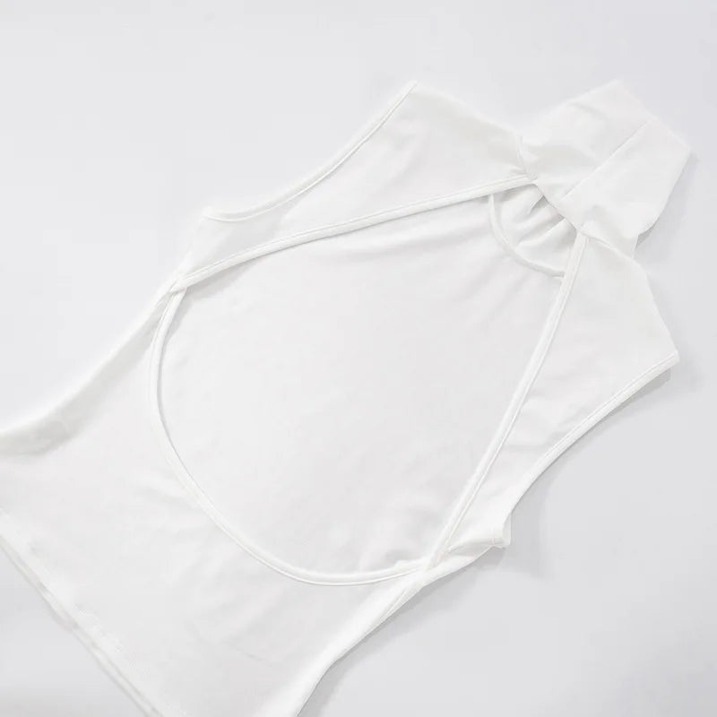 Nsauye Casual Solid White Women Basic Vest T Shirt Tank Tops Turtleneck Y2K Summer Clothes Skinny Mini 2025 Club Sexy Crop Tops