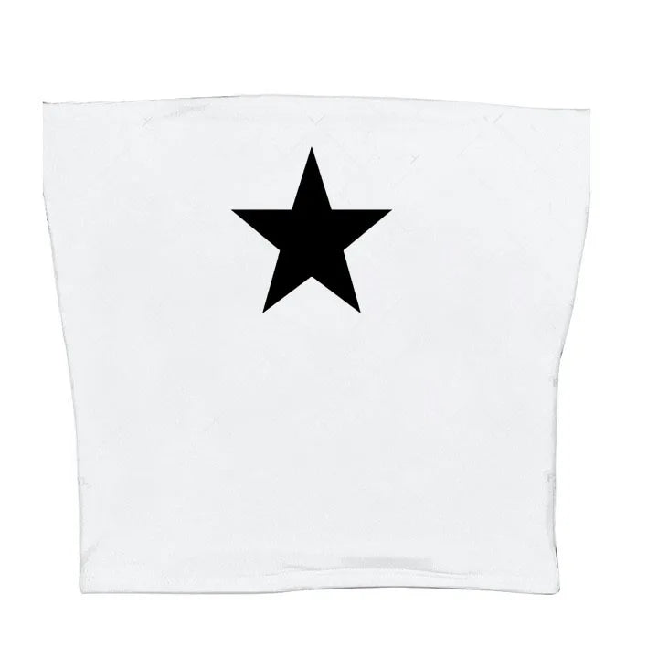 Gothic Star Print Streetwear Vintage Harajuku Punk Grunge Crop Top Casual Women's T-Shirt E-girl Baby Tee Slim Y2k Clothes