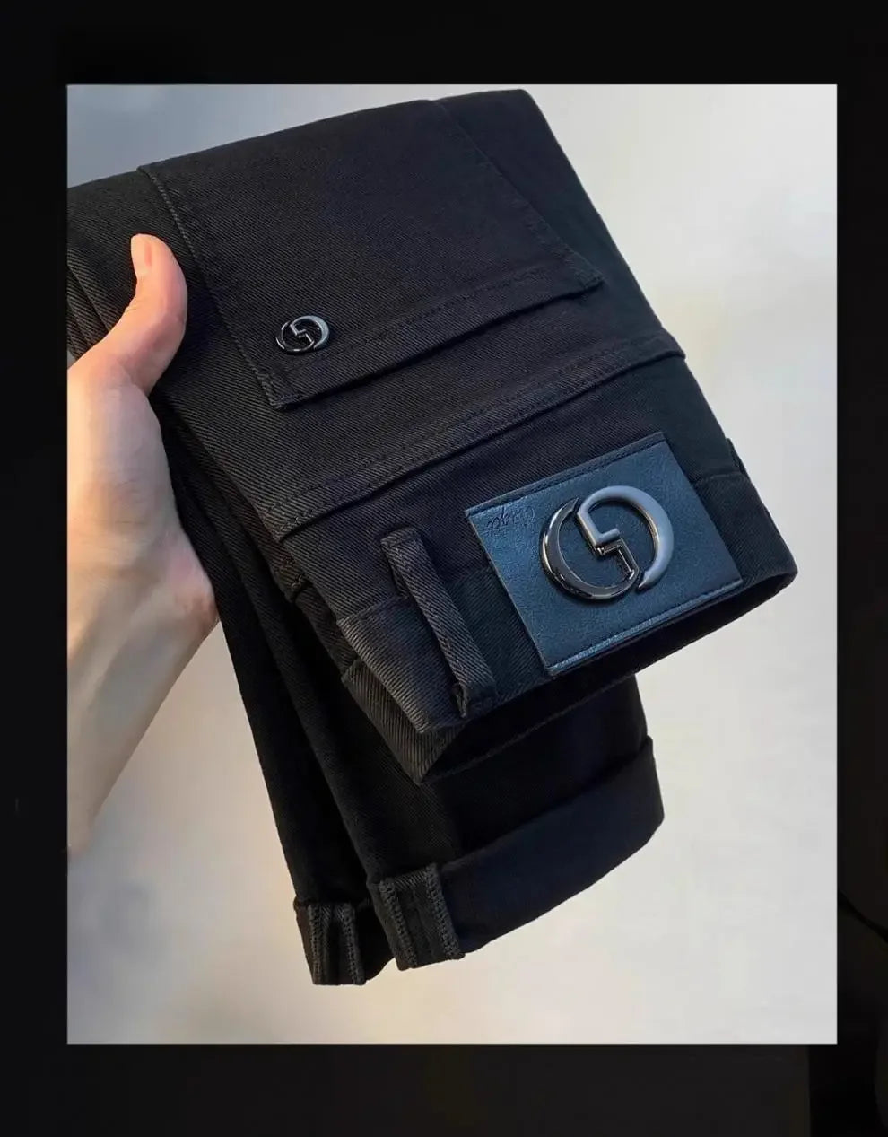 Spring Autumn Men's Elastic Slim Fit Casual Jeans Trendy Loose High End Brand Fashionable Long Trousers Popular Style