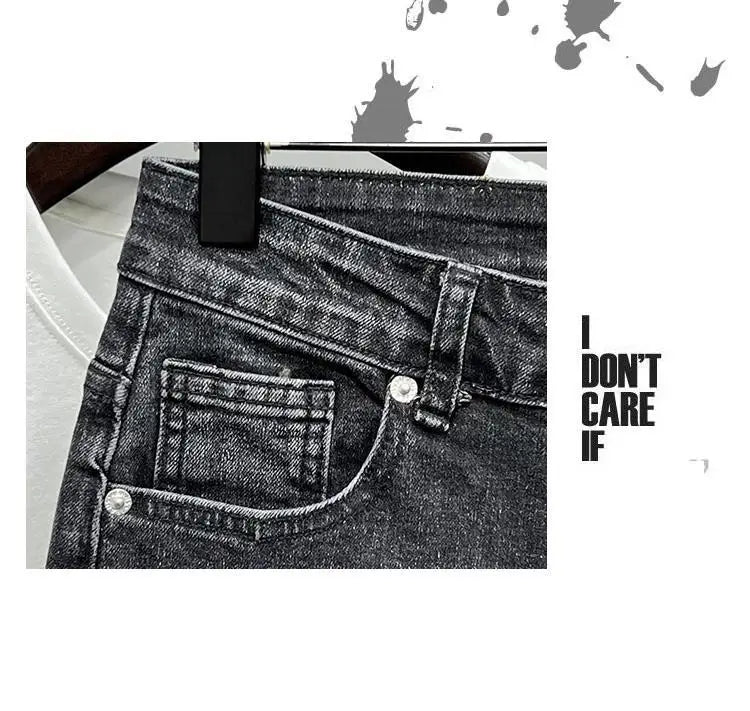 New Summer Men’s Casual 2024 Knee Length Denim Shorts Black Designer Boyfriend Slim Stretch Five Pocket Denim Short Pants