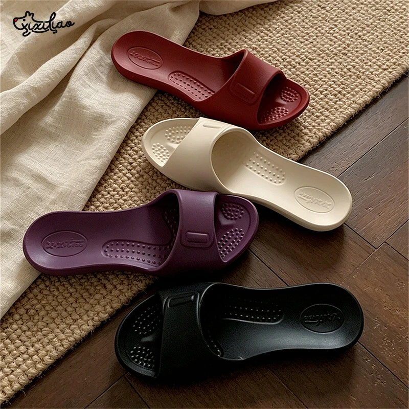 XIXITIAO Women's Slippers Fashion Four Seasons Comfort EVA Soft Thin Portable Home Slippers Indoor Anti-slip Bathroom Flat Shoes