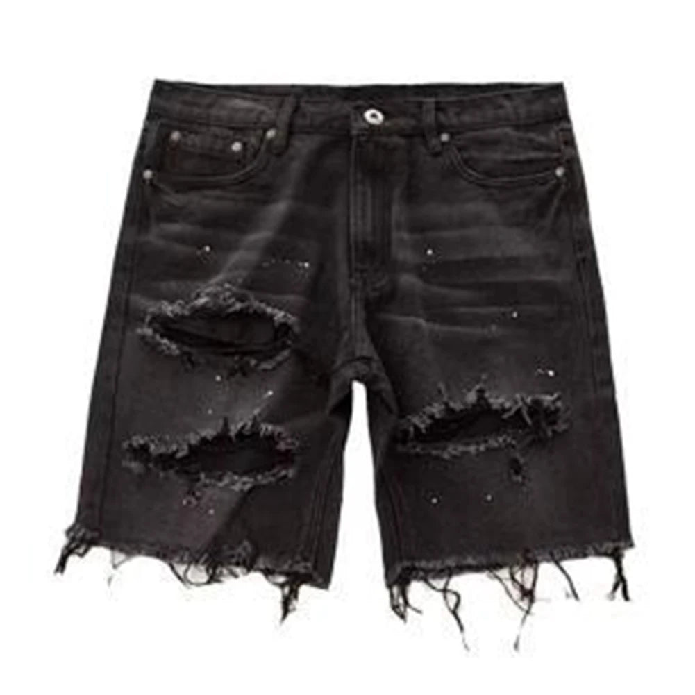 Summer Distressed Shorts Fashion Slim mens Ripped Short Vintage Streetwear