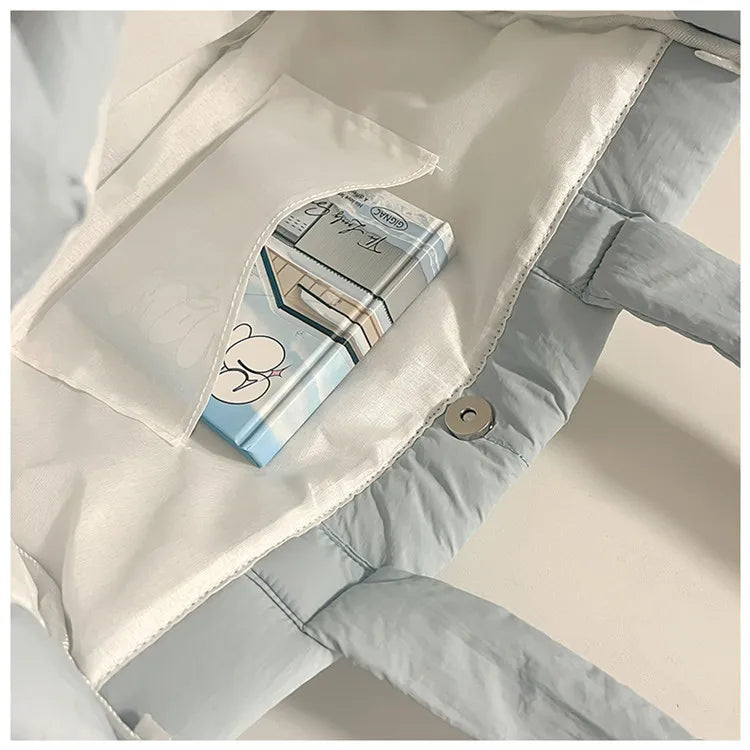 Sanrio Kawaii Hello Kitty Kuromi Tote Bags Cute My Melody Pochacco Cartoon Down Cotton Large Capacity Shoulder Bag Gifts Girls