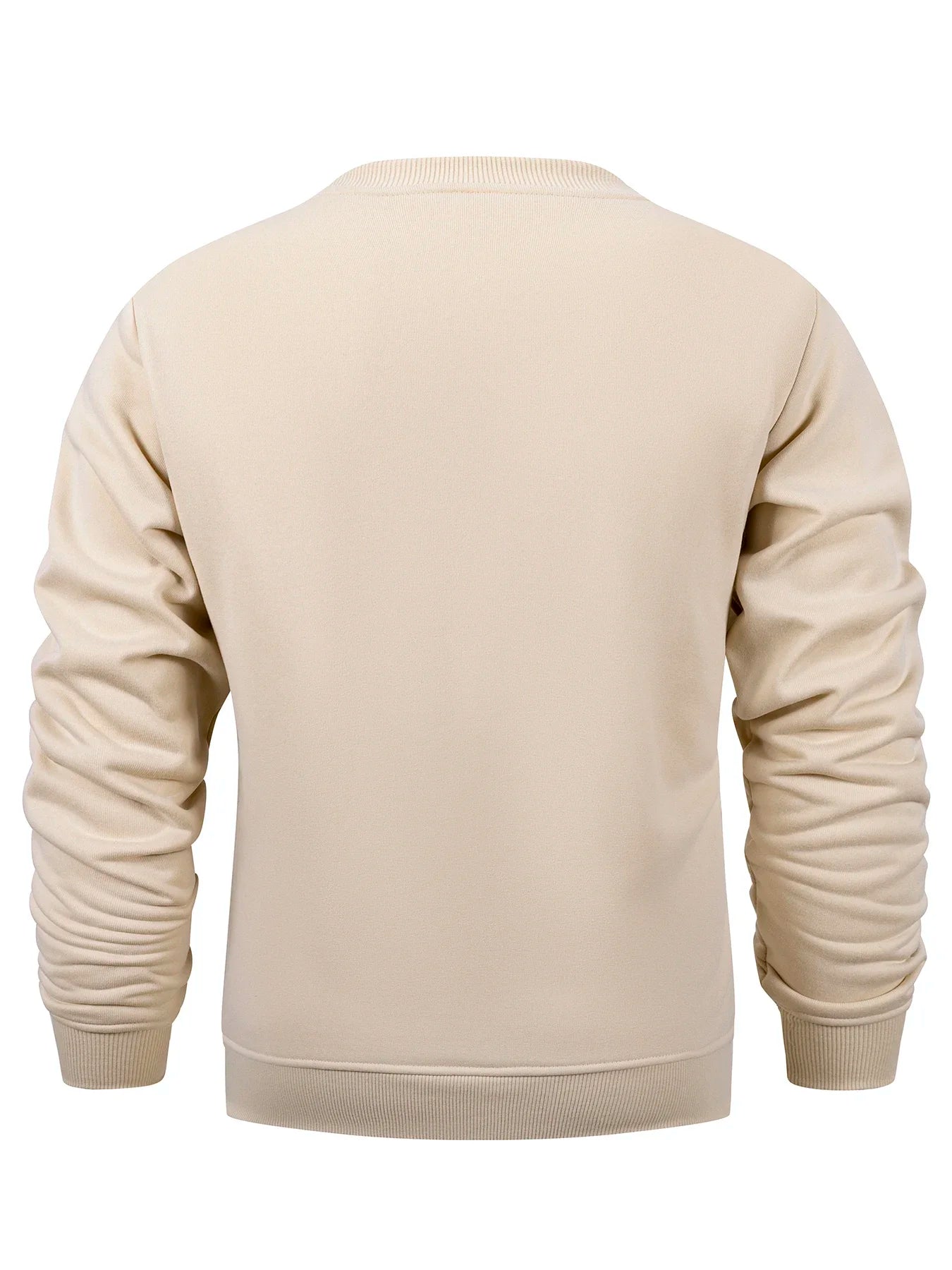 Men's Crew Neck Hoodies Autumn Winter Fleece Warm Casual Loose Pullover Solid Color Round Neck Sport Long Sleeved Sweatshirt