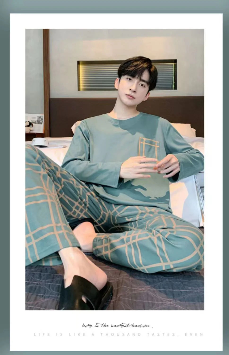 Pajamas Men Long Sleeves and Trousers Spring and Autumn Style Simple and Breathable Nightwear Student Youth Loungewear Sleepwear