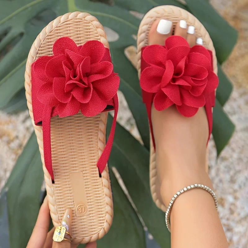 Multi-Color Gentle Holiday-Style Floral Beach Flip-Flops for Women2026Summer Outdoor Casual Vacation Soft-Soled lightweight Beac
