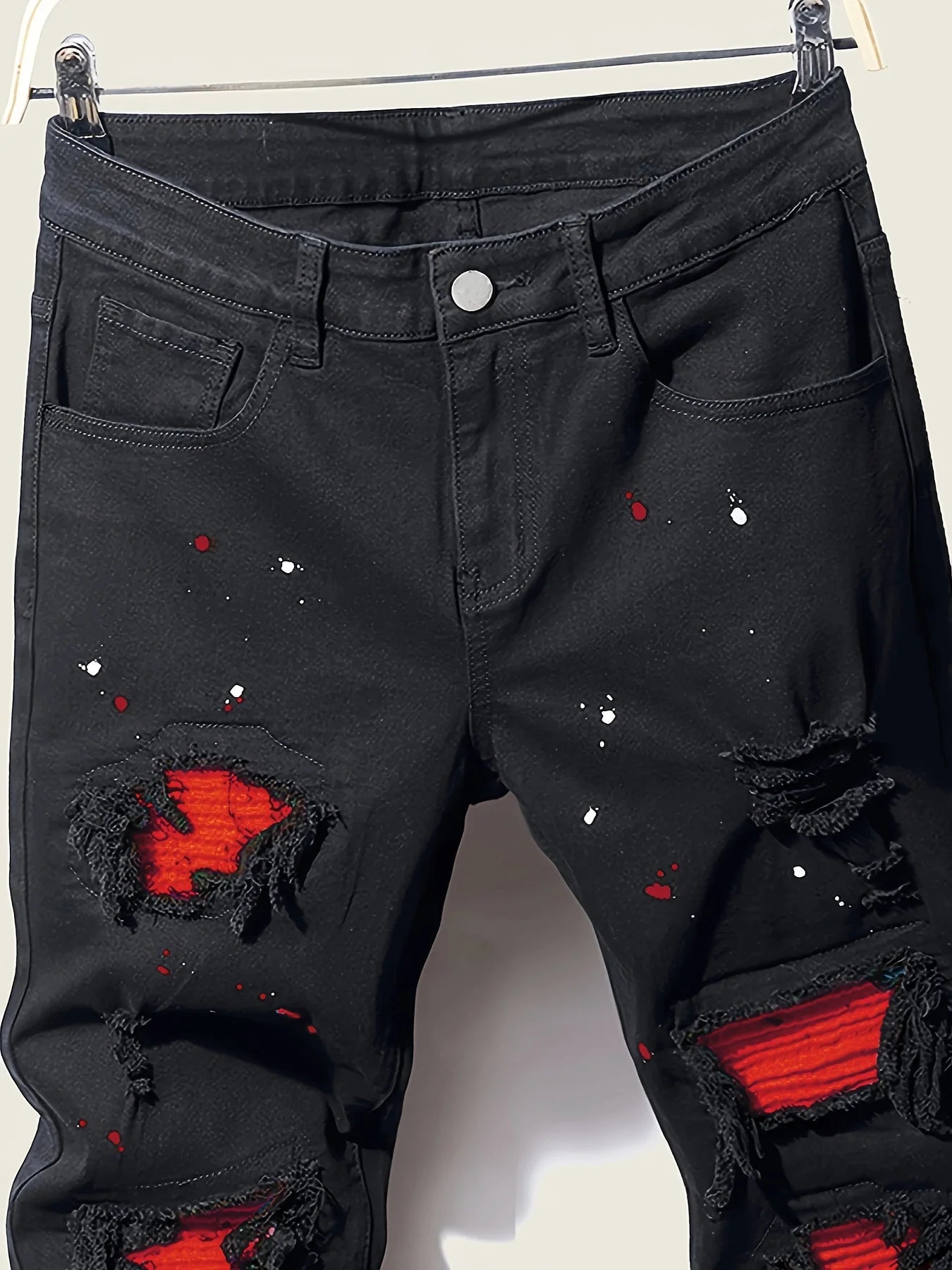 Denim Splash-Ink Patchwork Jeans, men's jeans