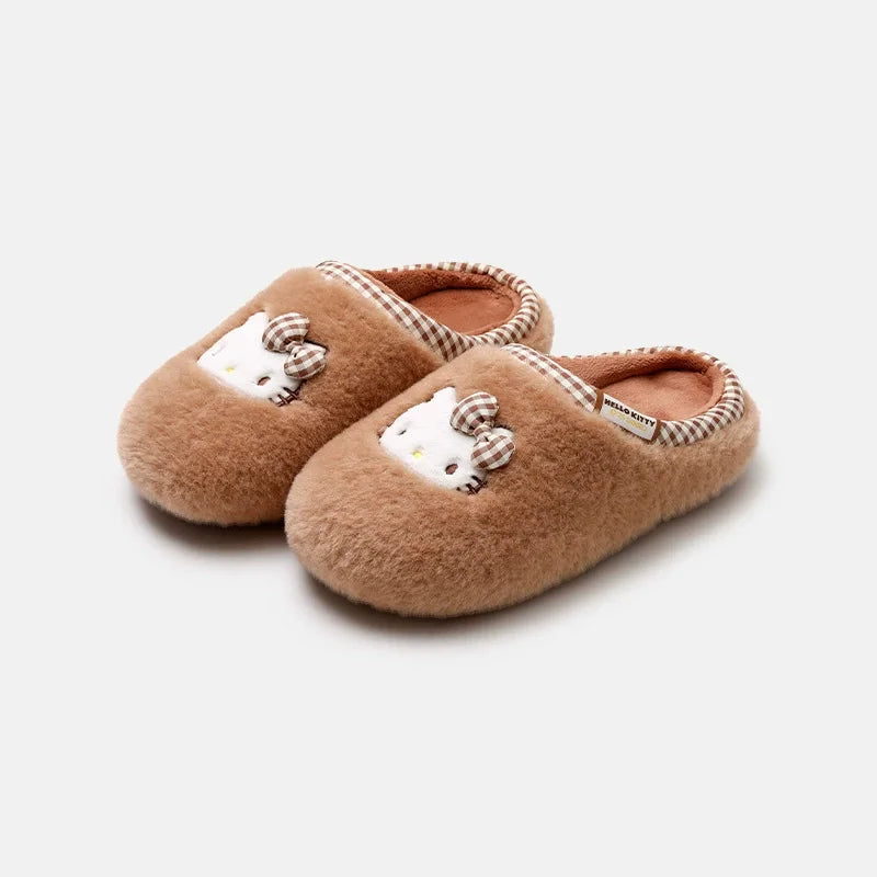 Autumn Winter Hello Kitty Slippers For Women Plush Kawaii Cute Sanrio Home Warm Cotton Slippers Cartoon Home Indoor Shoes Gifts