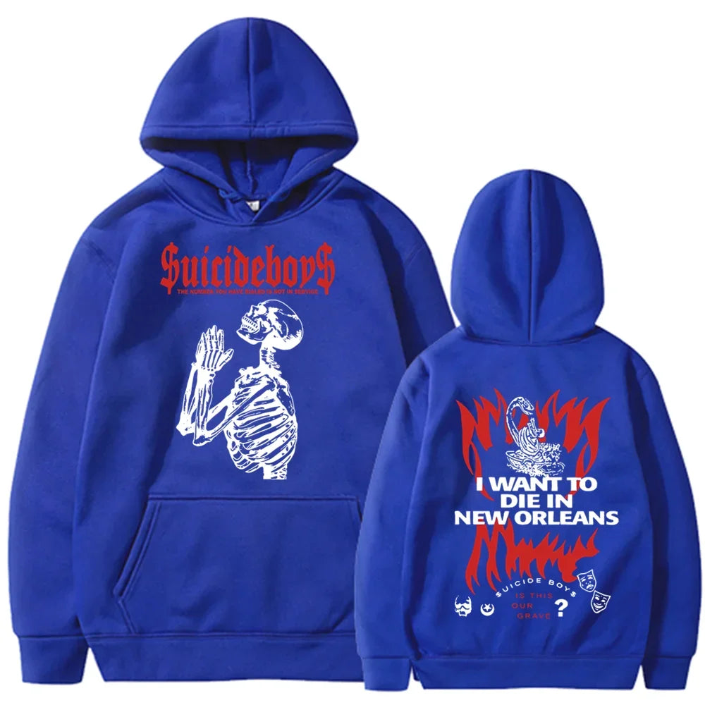2025 new hoodie Suicide boy Wearing a hood, I want to die in New Orleans, super fashionable hoodie