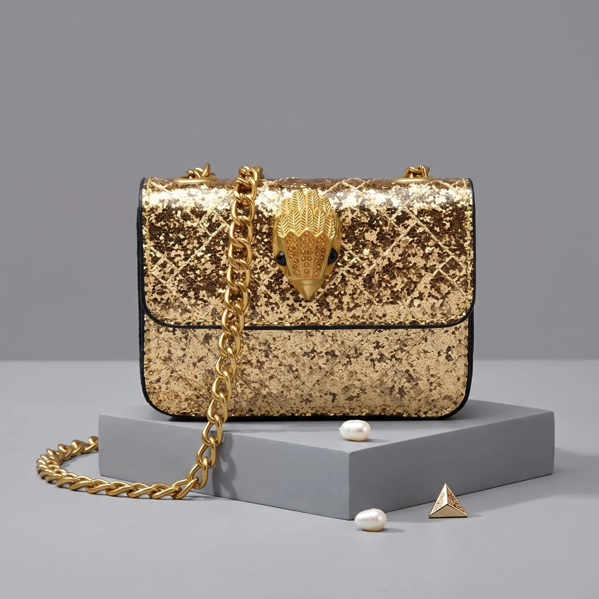 Multicolor Glitter Sequins V Diamond Quilted Mini Square Bag Ladies Eagle Head Lock Gold Metal Chain Crossbody Shoulder Handbag