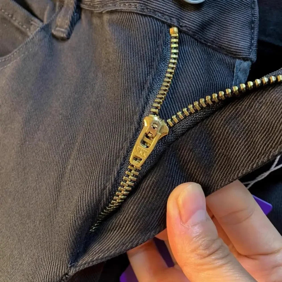 Spring Autumn Men's Elastic Slim Fit Casual Jeans Trendy Loose High End Brand Fashionable Long Trousers Popular Style