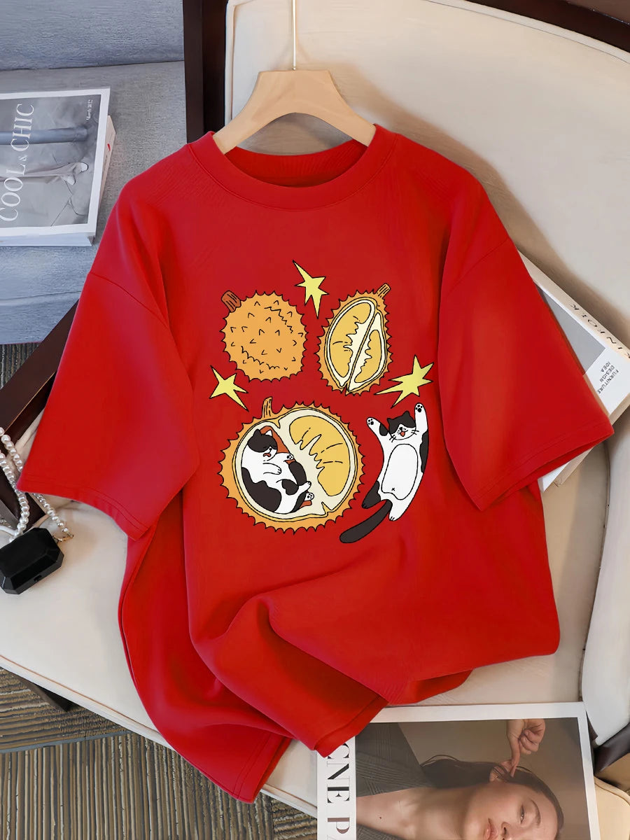 Real Fresh Cherry Fruit Cup Design Tee Shirts Female Comfortable Cotton T Shirt Fashion Casual Clothes Soft Street Short Sleeve