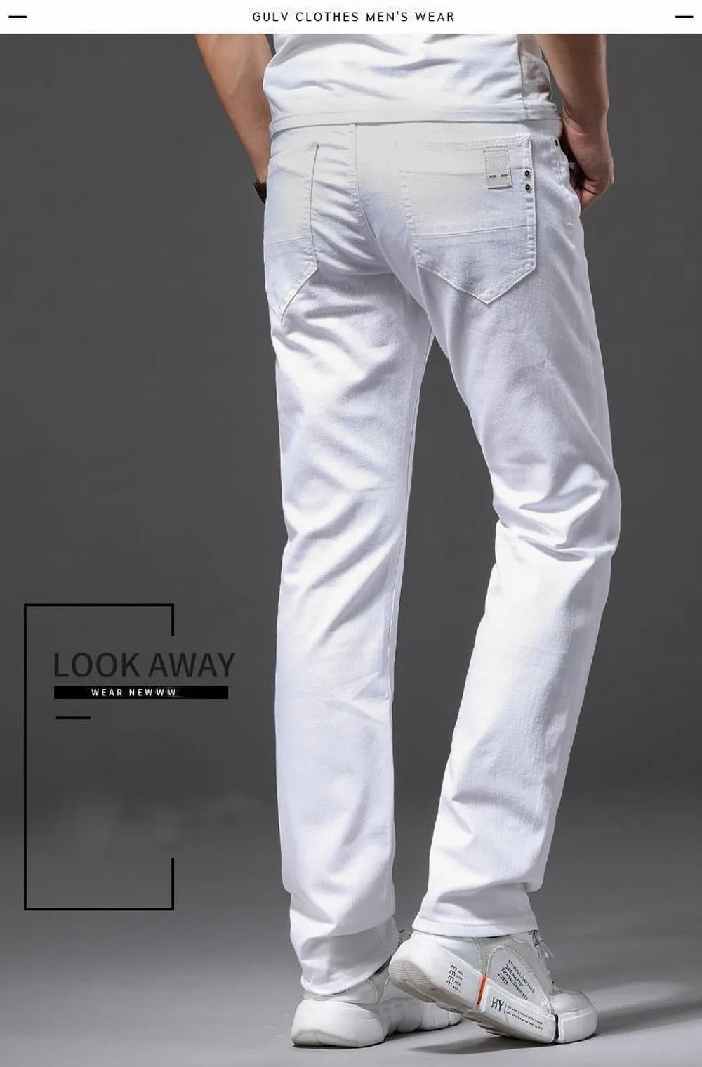 Denim White Jeans Elasticity Straight Slim Fit Casual Soft Business Classic Brand Trousers Fashion Advanced Stretch Denim Pants men