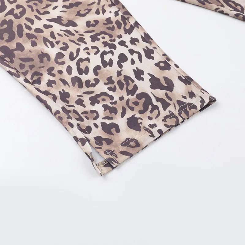 Weird Puss Leopard Print Cropped Pants Women 2025 Spring Summer Trend Wild Elastic Waist Buttoms Classic Skinny Basic Streetwear