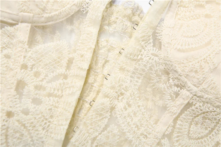 Weird Puss See Through Women Corset Top Warp Sleeveless Lace Concealed Metal Buckle Backless Sexy Summer Trend Midnight Mini Top