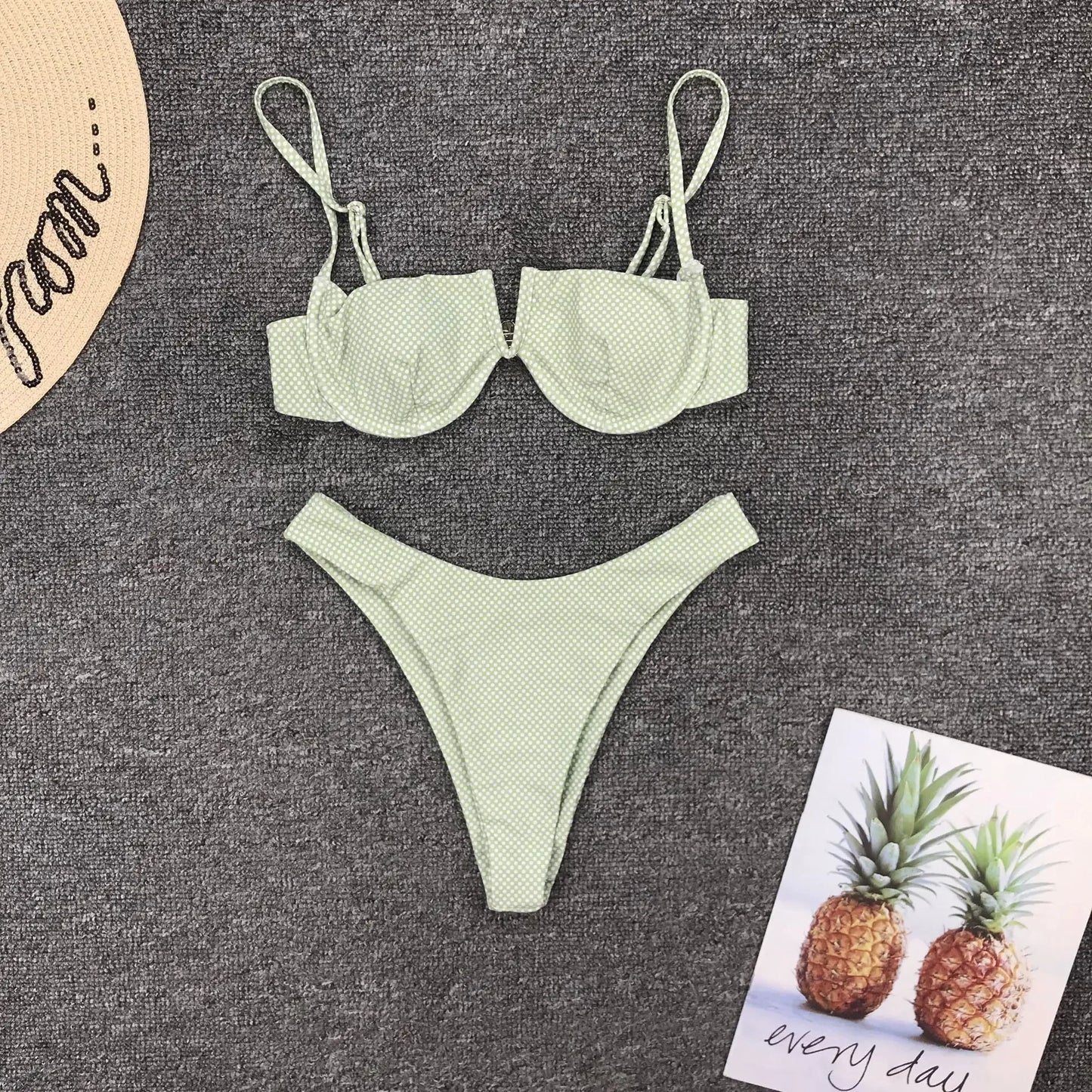 2026 Micro Bikini Women Dot Print Underwire Swimsuit Brazilian Push Up Padded Biquini Halter Bathers Bathing Suit Thong Swimwear