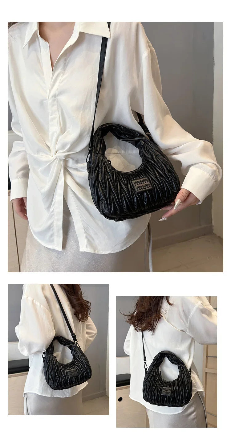 2025 New! Women's Niche Pleated Dumpling Bag – Mini Portable, Summer Trendy, Lightweight Fabric & Easy-Carry Messenger