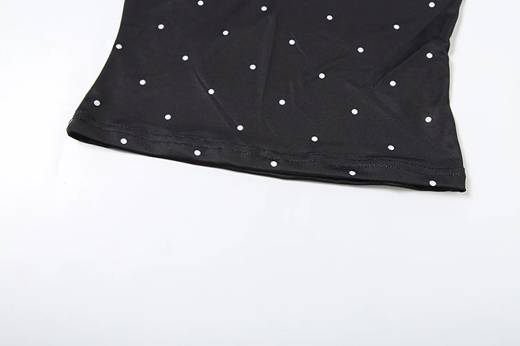 Weird Puss Polka Dot Print Tank Tops Women V-Neck Halter Lace-Up Backless Sleeveless Skinny Sexy Daily Street Summer Basic Vest