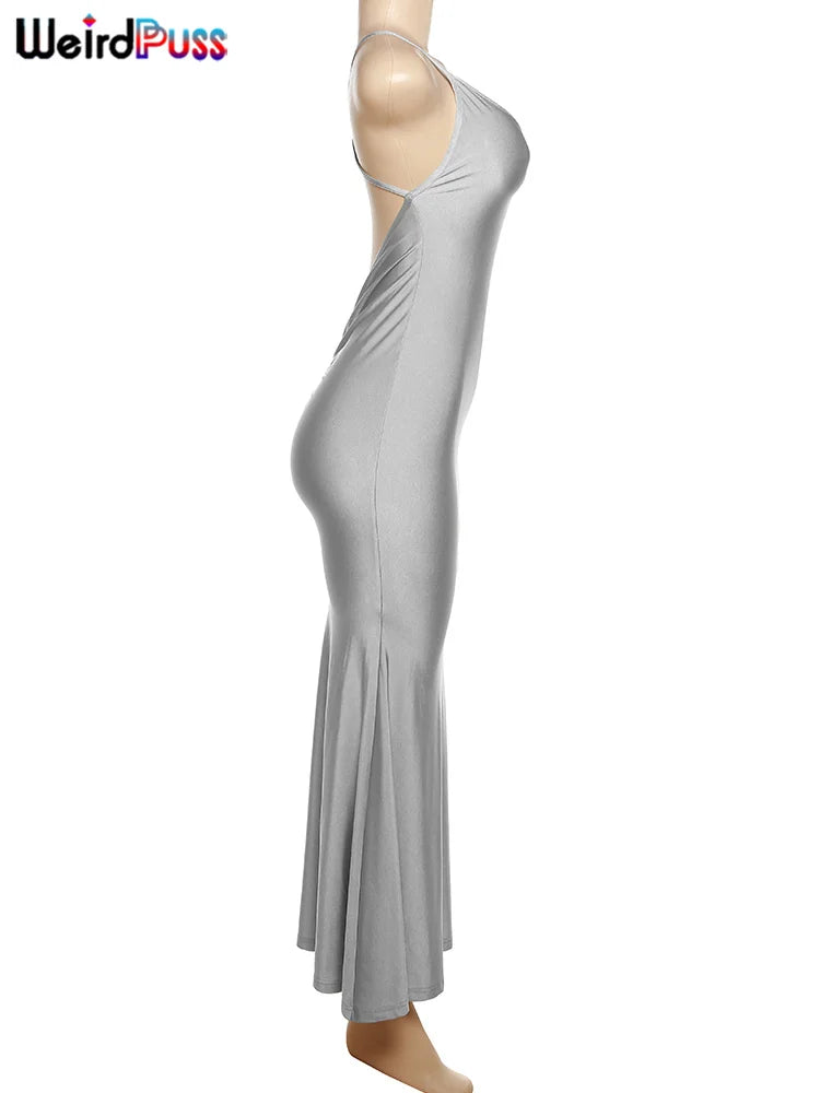 Backless V-Neck Mermaid Evening Maxi Dress — Women's Prom