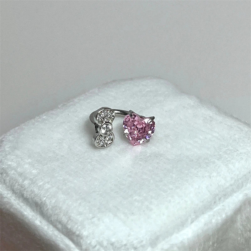 1PCS 1.2mm Bowknot Ring Stainless Steel Ear Bone Nail Shiny Screws Earrings Y2K Hottie Cochlea Piercing Body Jewelry