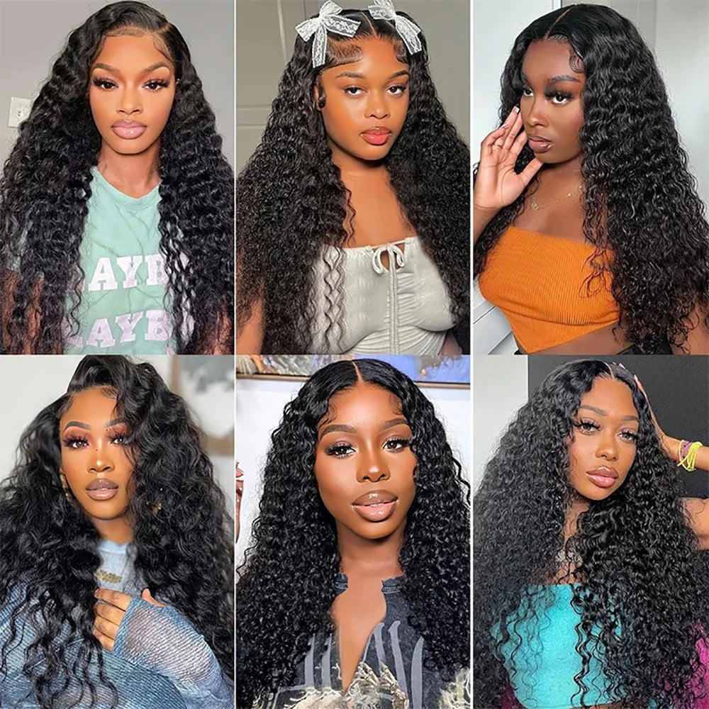 Deep Wave Wig Deep Wave Human Hair Wig Natural Color Deep Wave Wig Deep Wave 13x6 Lace Frontal Human Hair Wigs 46 Inch For Women