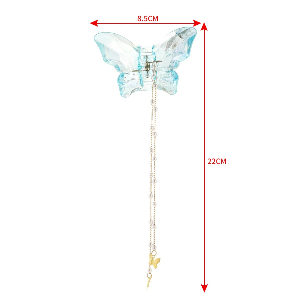 Butterfly Hairpins New Korean Yarn Elegant Metal Tassel Long Hair Clips For Women Hanfu Antique Party Hair Accessories