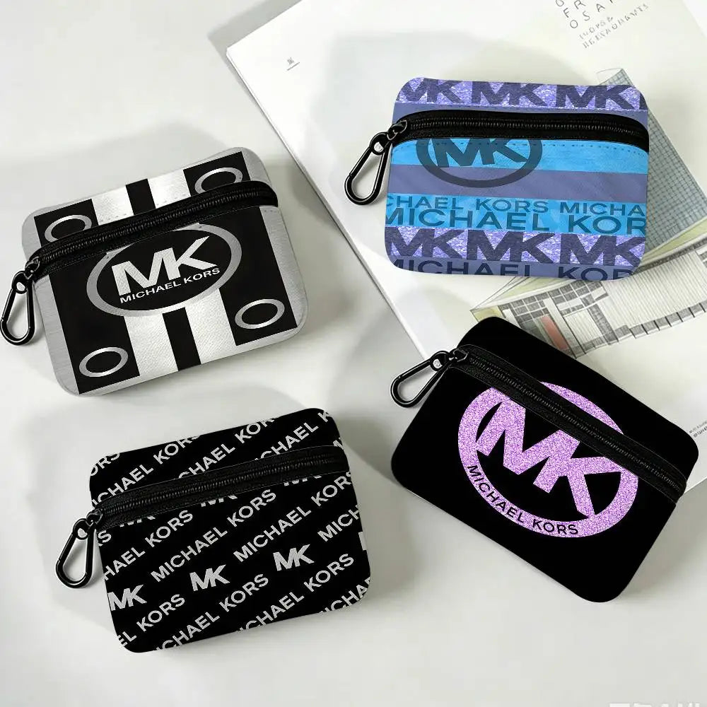 M-Michaels-Fashion-Kors Portable Oxford Fabric Mini Wallet Carabiner Design Small Coin Bag For Cards Keys Earphones