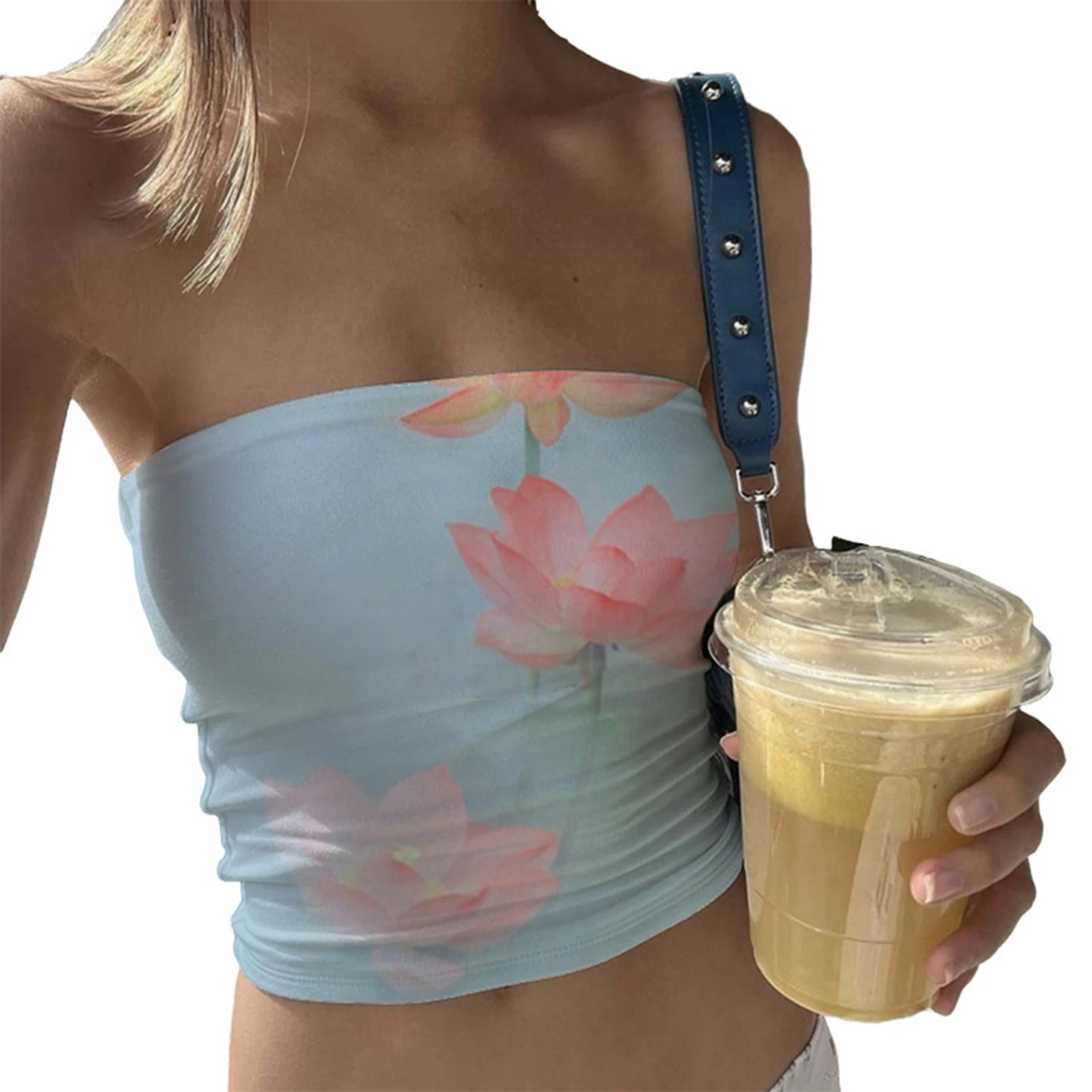 Women s Floral Print Tube Tops Summer Strapless Bandeau Tops  Fit Shirts Streetwear
