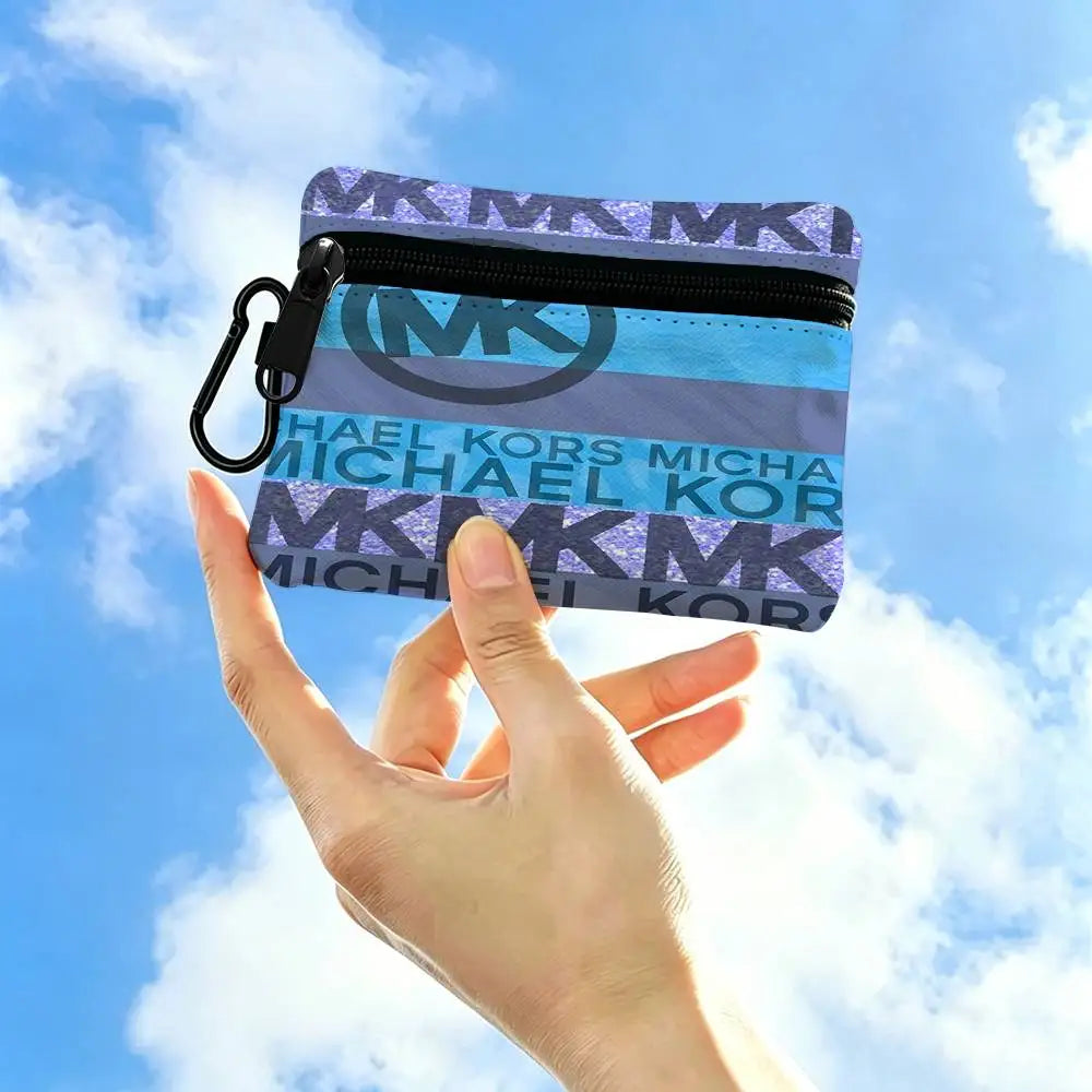M-Michaels-Fashion-Kors Portable Oxford Fabric Mini Wallet Carabiner Design Small Coin Bag For Cards Keys Earphones