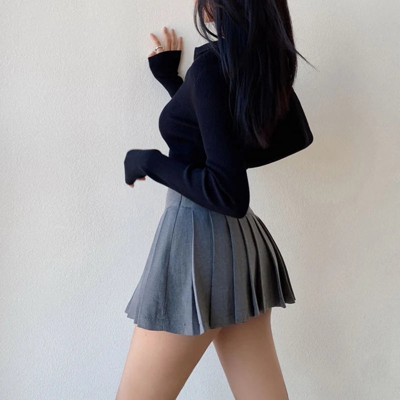 Fashion Slit Women Pleated Skirt Summer High Waist Sexy Mini Skirt White Jk Korean Girl Dance Skirt
