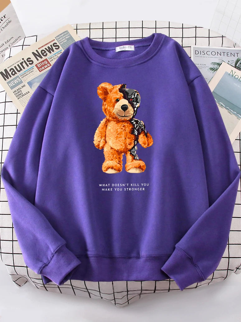 Teddy Bear Show You What I Am Really Look Like Hoodie Female Hipster Oversize Hoody Casual Sweatshirt Streetwear Soft Pullovers