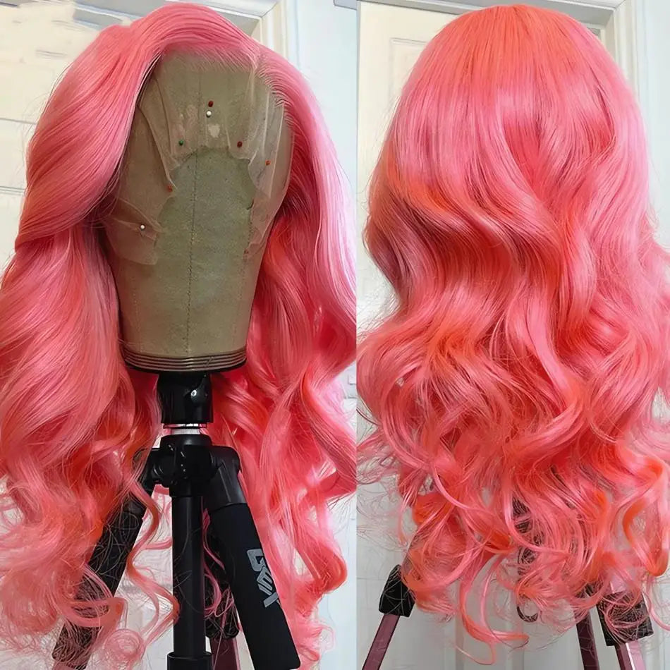 30 40 inch Pink hd lace frontal wig 13x6 human hair Brazilian Colored body wave Frontal Wigs 13x4 For Women choice wigs on clear