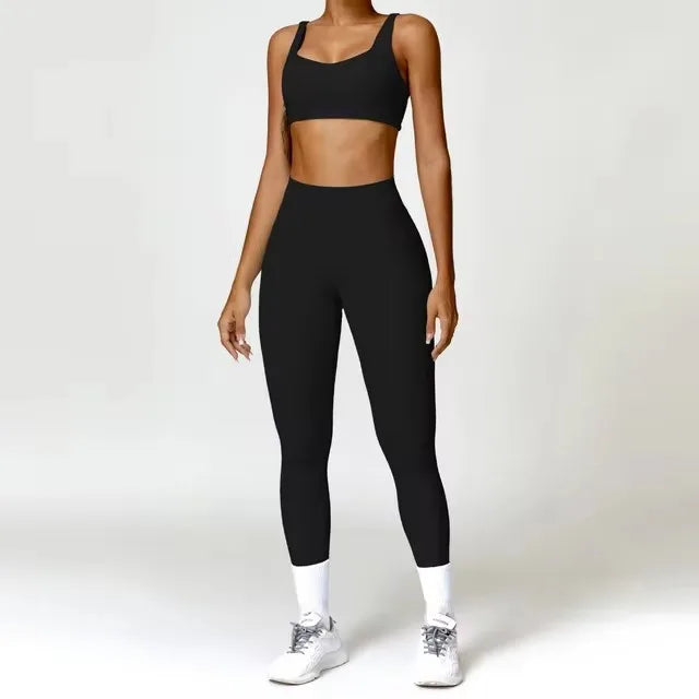 2PCS Yoga Suit Sports Set Women Quick-Drying Gym Set Women Tracksuit Running Workout Long Sleeve Sports Shirt Yoga Clothing