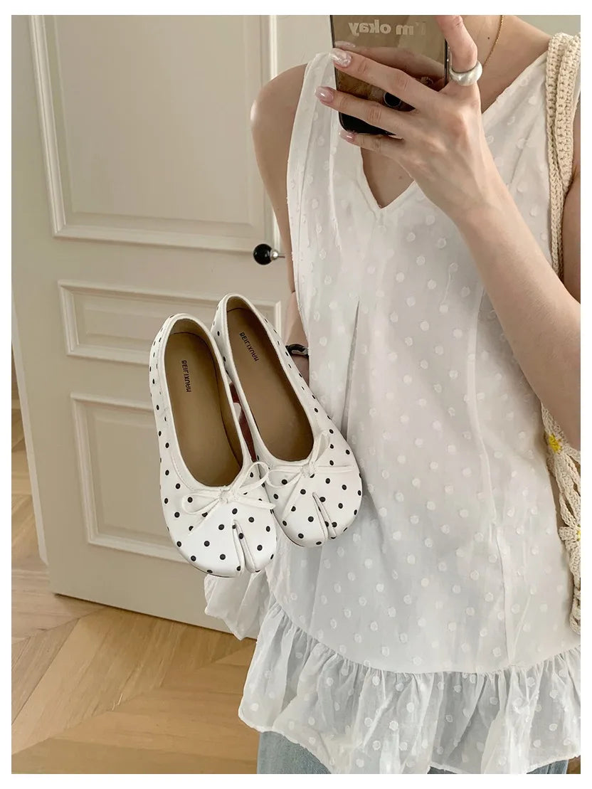 New Brand Women Flats Soft Ballet Shoes Slip On Loafers Soft Moccasins Tabi Ninja Casual Shoes Mujer Ladies Shoes Bow Knot Mujer