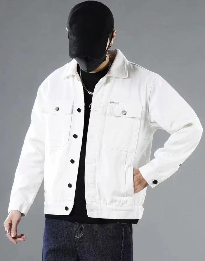 Button Black Denim Jackets Man Autumn Coat for Men Khaki Rock on Board Clothing Winter 2024 Designer Aesthetic Large Size