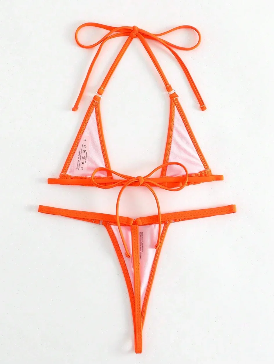 Sexy Micro Bikini 2024 Women Swimsuit Female Swimwear Mini Thong Bikinis Set Halter Biquini Beach Wear Swimming for Bathing Suit