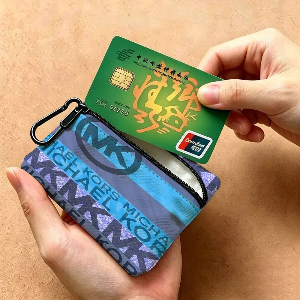 M-Michaels-Fashion-Kors Portable Oxford Fabric Mini Wallet Carabiner Design Small Coin Bag For Cards Keys Earphones