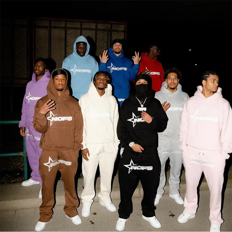 2024 New sweatsuit Letter Printing Streetwear Y2K Men's Hip Hop Oversized Hoodie Sweatshirt Sweatpant Casual Pants Sportswear