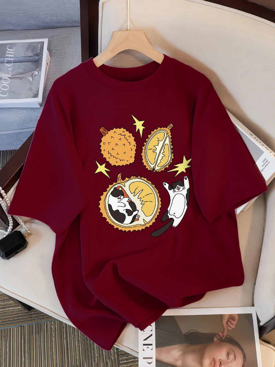 Real Fresh Cherry Fruit Cup Design Tee Shirts Female Comfortable Cotton T Shirt Fashion Casual Clothes Soft Street Short Sleeve