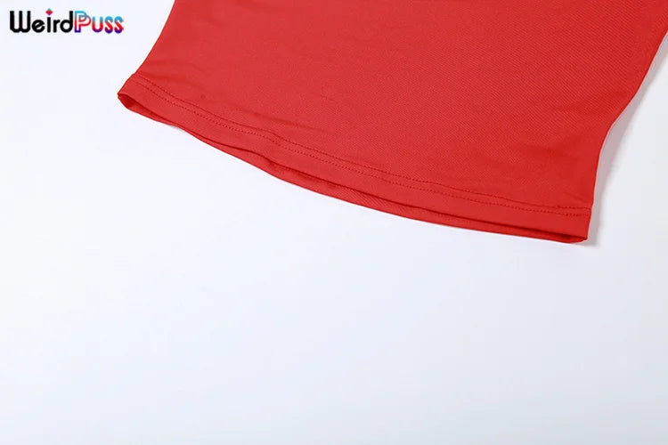 Weird Puss Women 2Piece Set Double-Deck Pleated Tassel Mini Skirt+Bandage Slim Tank Top Festival Party Sexy Matching Outfits