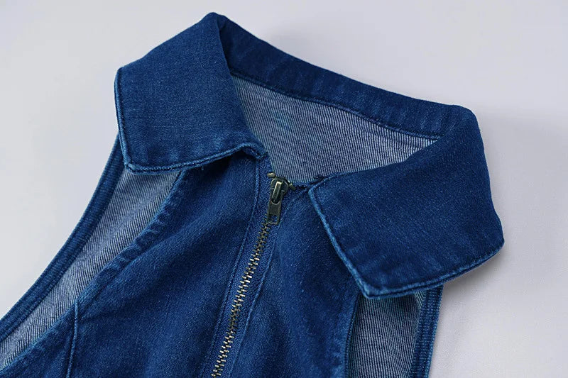 Weird Puss Cotton Elegant Denim Jumpsuit Women Sleeveless Zipper Fashion Hipster Casual High Street Wide Legs Activewear Outfits