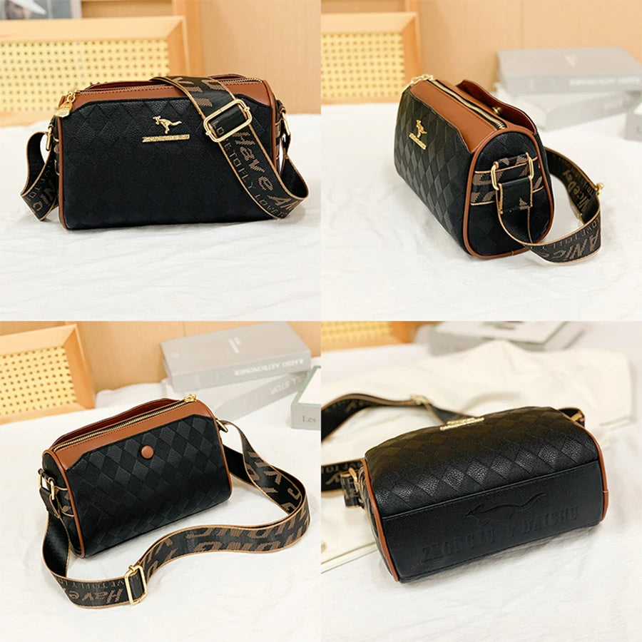 Famous Designer Women Messenger Bag PU Leather Checkered Crossbody Shoulder Bag