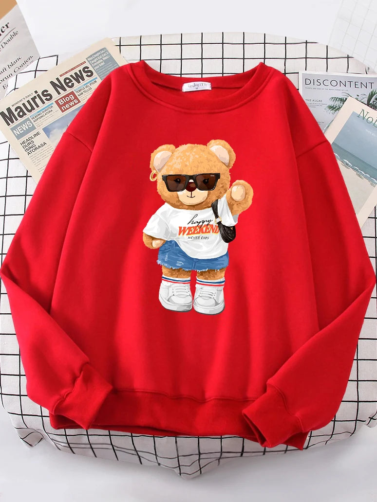 A Young Teday Bear Girl Full Of Vitality Cute Hoodie Women Street Fleece Hoody Hipster Loose Sweatshirt hip hop Oversized Tops