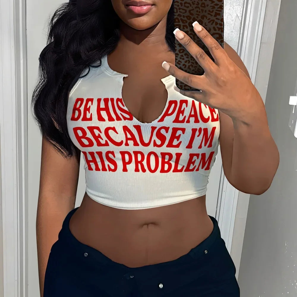 HLJ&GG 2024 INS Fashion Y2k T Shirts Letter Print Crop Tops Girls Streetwear Short Sleeve Slim-fit V-neck Tees T Shirt White New