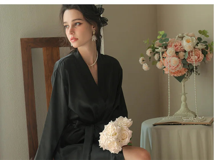 White Silk Satin Bride Bridesmaid Wedding Robe Dress Women's Sleepwear Long Kimono Bathrobe Gown Sexy Loose Home Wear Loungewear
